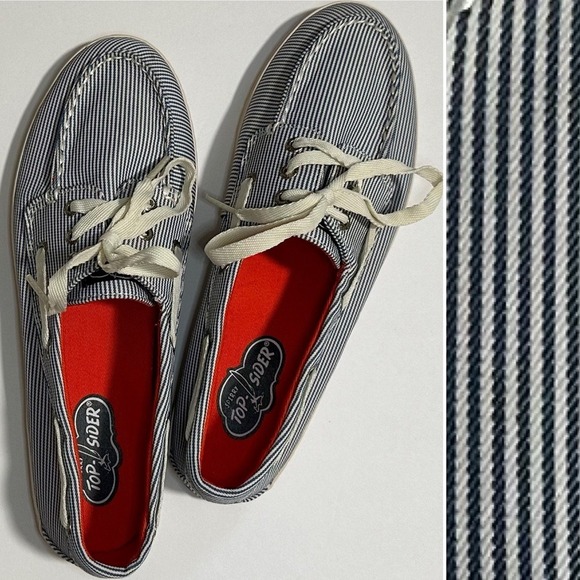 Sperry Shoes - Sperry Top-Sider Blue and White Striped Boat Shoes New Women's Size‎ 8.5M Summer